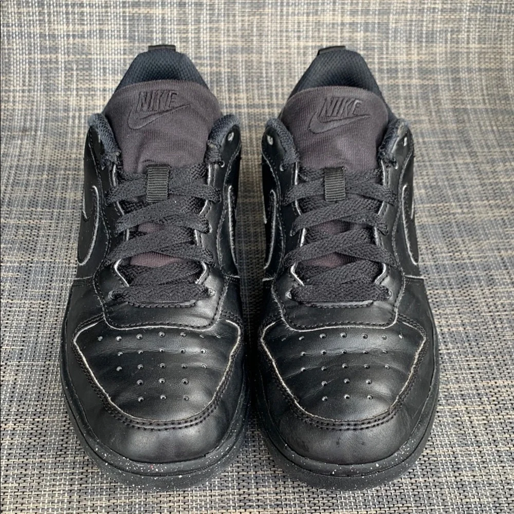Nike Court Borough Low Recraft Black Leather Sneakers Big Kids' Shoes size 4